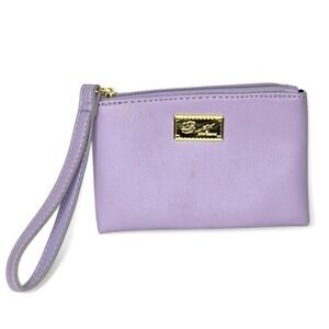 Betsey Johnson Pastel Purple Lavender Organic Leather Wristlet Coin Purse